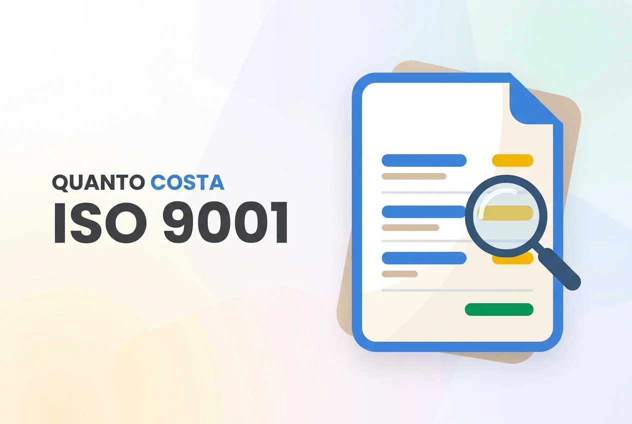 Costo della certificazione ISO 9001: da cosa dipende e come si legge un preventivo Costo della certificazione ISO 9001: preventivo con le voci di spesa evidenziate e una lente di ingrandimento